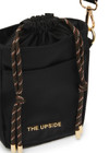 THE UPSIDE women's black recycled polyester Anyday Crossbody Bag features an internal drawstring opening, front slip pocket and gold metal hardware. Made for lifestyle.