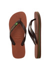 THE UPSIDE women's brown Havaiana Brazil Logo has a slip-on design, made from flexible Brazilian rubber and features flag pin detail. Made for everyday wear.