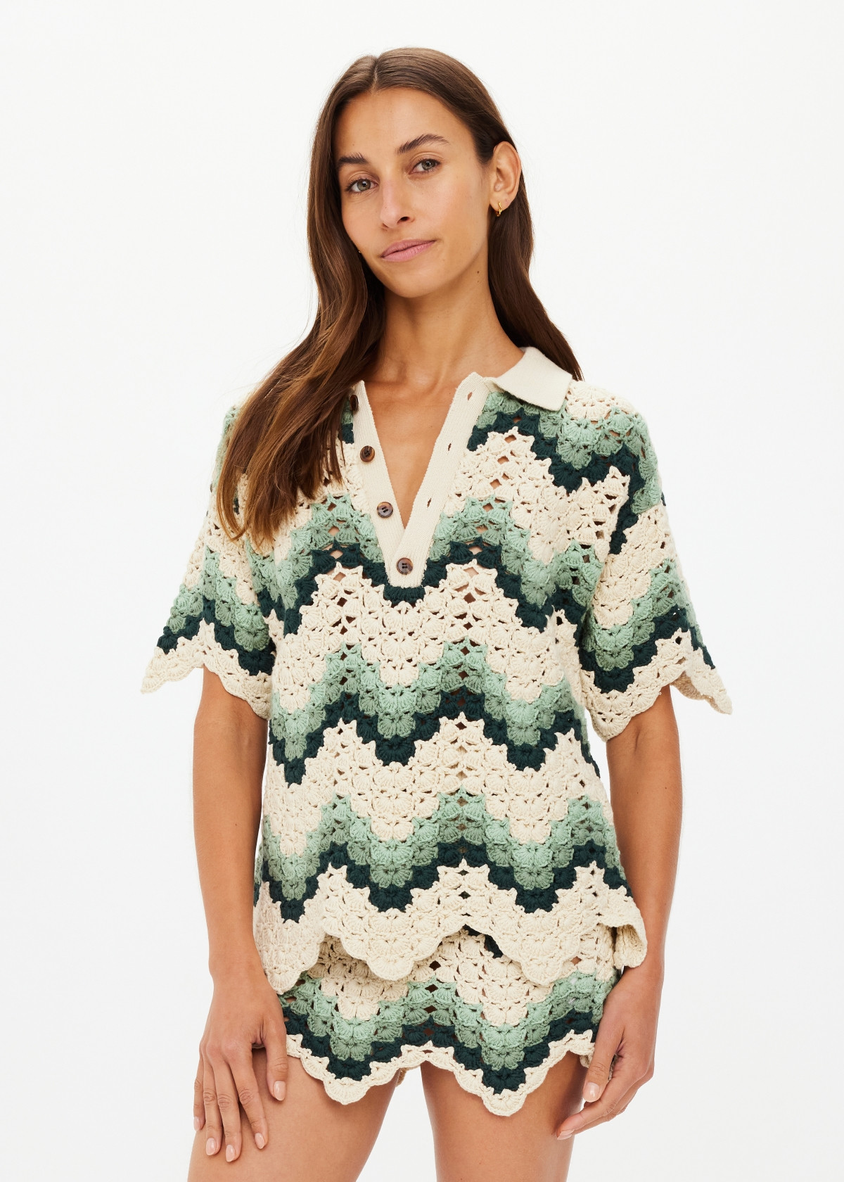 TIDAL SAGRA CROCHET SHIRT in JADE | The UPSIDE