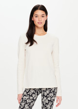 THE UPSIDE Mila Long Sleeve in Natural is a relaxed long sleeve top in a stretch waffle texture.
