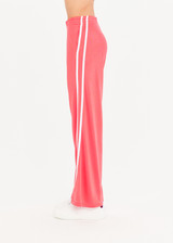 THE UPSIDE Juliet Pant in Hibiscus Pink is a sustainable low-rise pant with contrast binds, split hem detailing, pockets and elasticated at waist.