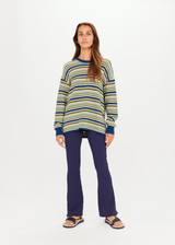 THE UPSIDE Porto Lucca Sweater in Stripe is a sustainable organic cotton stripe knitted sweater with a soft rib neck and cuffed sleeves.