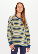 THE UPSIDE Porto Lucca Sweater in Stripe is a sustainable organic cotton stripe knitted sweater with a soft rib neck and cuffed sleeves.