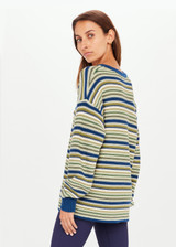 THE UPSIDE Porto Lucca Sweater in Stripe is a sustainable organic cotton stripe knitted sweater with a soft rib neck and cuffed sleeves.