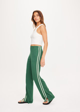 THE UPSIDE Juliet Pant in Fern Green is a low rise pant with contrast binds, split hem detailing, pockets and elasticated waist.
