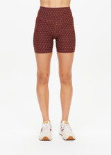 THE UPSIDE women's polka dot Maho 5 inch Pocket Spin Short is made from a soft recycled ribbed fabric and features a high-rise v waistband and discreet side pockets.