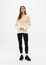 THE UPSIDE women's beige hand tie dyed Amana Long Sleeve Knit Top is made from organic cotton. This lightweight, long sleeve knitted top is designed for everyday wear and recovery.