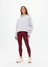 THE UPSIDE women's grey marle Byron Embossed Logo Hoodie is made from an organic cotton with a relaxed boxy shape featuring a tonal embossed horseshoe logo at the front.