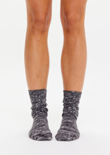 THE UPSIDE women's colourful Highland 2 Pack Sock is made from cotton and elastane. The 2 pack crew sock include chunky burgundy marle and chunky grey marle.