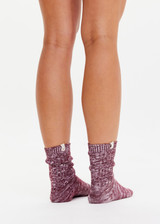 THE UPSIDE women's colourful Highland 2 Pack Sock is made from cotton and elastane. The 2 pack crew sock include chunky burgundy marle and chunky grey marle.