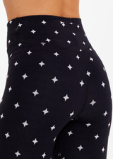 THE UPSIDE women's printed Satellite 25 inch High Midi Pant is made from jacquard. The soft legging features high rise waist. Designed for yoga, pilates and barre.