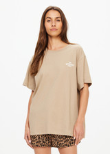 THE UPSIDE women's brown Palmino Sammi Tee is made from organic cotton. The oversized t-shirt features a soft rib neckline. Designed for comfort.