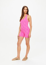 THE UPSIDE women's Nevada Lia Cutout Onesie is made from specialty fabric. The one piece playsuit features removable cups. Designed for yoga, barre and pilates.