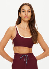 THE UPSIDE women's maroon Trail Harley Scoop Neck Bra is made from soft, breathable fabric and features a soft elasticated underbust with removable cups.