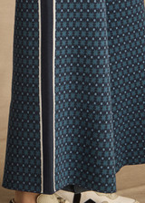 THE UPSIDE women's blue organic cotton Lumiere Dillon Knit Pant is designed for a relaxed fit and features a soft elasticated waist in a geometric star design. Made for lifestyle.