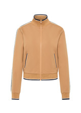 THE UPSIDE women's yellow Le Sport Margot Zip Jacket is designed for a slim fit and features pockets and textured knit side tapes. Perfect for travel and everyday.