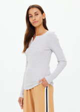 THE UPSIDE women's grey marle organic cotton Ness Ribbed Long Sleeve Top is designed for a slim fit. Perfect for layering and styling up and down. THE UPSIDE women's grey marle organic cotton Ness Ribbed Long Sleeve Top is designed for a slim fit. Perfect for layering and styling up and down.