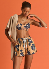 THE UPSIDE women's floral Aruba Ballet Bra is designed for soft support in recycled peached fabric with adjustable straps. Perfect for yoga & pilates.