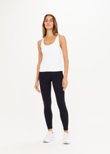 THE UPSIDE women's white Balance Seamless Lenny Tank is form fitting with a scoop neckline, cross back straps and an internal shelf bra for extra support. Made for yoga & pilates.