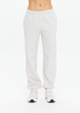 THE UPSIDE women's grey Harrison Track Pant is a mid to low rise fit and features a slim elasticated waistband, side pockets and an embroidered arrow logo on back. Perfect for travelling or everyday.