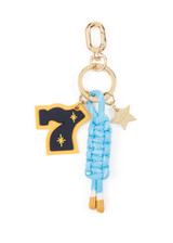 THE UPSIDE multi Seven Keyring with gold metal star and macrame paracord in palme blue and white with rubber dipped ends.