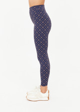 THE UPSIDE women's monogram jacquard Ezra 25inch High Midi Legging offers firm and supportive fit with V panel waistband. Made for yoga and pilates.