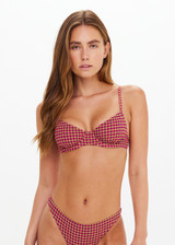THE UPSIDE women's pink check Aliki Heidi Bra offers a supportive, comfortable fit with balconette shape, underwire, and metal back clip. Made for swim.