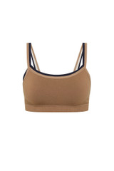 THE UPSIDE women’s recycled Form Seamless Kelsey Bra is a double-layer mocha bra with navy contrast and moisture control. Made for yoga and pilates. THE UPSIDE women’s recycled Form Seamless Kelsey Bra is a double-layer mocha bra with navy contrast and moisture control. Made for yoga and pilates.