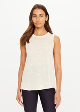 THE UPSIDE women's natural linen Knitted Tara Tank Top is designed for a relaxed fit and features an arrow logo at hem. Made for everyday wear.