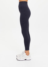 THE UPSIDE women's black Seamless 25inch Midi Pant has a mid-rise waist in rib fabrication. Made for yoga & pilates.