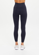 THE UPSIDE women's black Seamless 25inch Midi Pant has a mid-rise waist in rib fabrication. Made for yoga & pilates.