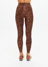 THE UPSIDE women's leopard Malawi 25inch Midi Pant offers soft & supportive fit and features a orange and navy striped drawcord in our recycled peached fabrication. Made for yoga & pilates.