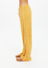 THE UPSIDE women's yellow terry towelling Cocos Charli Drawstring Pant has a low-rise straight leg fit with a soft elasticated waistband with drawcord. Perfect for everyday or holiday.
