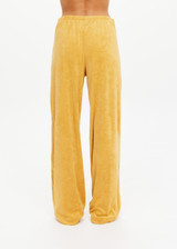 THE UPSIDE women's yellow terry towelling Cocos Charli Drawstring Pant has a low-rise straight leg fit with a soft elasticated waistband with drawcord. Perfect for everyday or holiday.