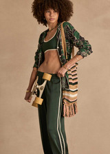 THE UPSIDE women's floral Tamara Rio Collared Shirt is a true-to-size fit featuring a green palm print, pearlised shell buttons and contrast cream piping. Made for lifestyle.