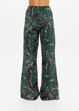 THE UPSIDE women's floral Tamara Juliet Pant is low-waisted with split hem detail and contrast cream side binding. Made for everyday.