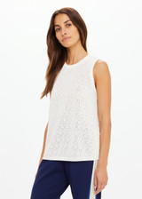 THE UPSIDE women's cream organic cotton Chennai Knitted Tara Tank is designed for a regular fit and features a 'TU' monogram and ribbed neckline. Made for lifestyle.