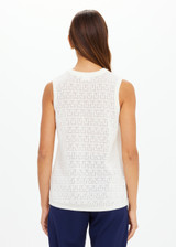 THE UPSIDE women's cream organic cotton Chennai Knitted Tara Tank is designed for a regular fit and features a 'TU' monogram and ribbed neckline. Made for lifestyle.