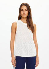 THE UPSIDE women's cream organic cotton Chennai Knitted Tara Tank is designed for a regular fit and features a 'TU' monogram and ribbed neckline. Made for lifestyle.