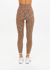 THE UPSIDE women's multi coloured spacedye Seamless 25inch Legging offers a supportive & comfortable fit and features white striped ribbed cuffs.  Made for yoga & pilates.