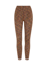 THE UPSIDE women's multi coloured spacedye Seamless 25inch Legging offers a supportive & comfortable fit and features white striped ribbed cuffs.  Made for yoga & pilates.