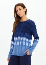 THE UPSIDE women's tie dye organic cotton Seeker Amana Long Sleeve Knit is designed for a regular fit and features a ribbed neckline. Made for lifestyle.