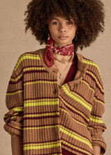 THE UPSIDE women's stripe organic cotton Bendetta Knit Cardigan is designed for a relaxed fit and features a button-up cardigan with tortoiseshell branded buttons. Made for lifestyle.