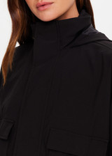 THE UPSIDE women's black Ace Shell Jacket is a water-resistant cropped zip-through jacket and features front pockets and an adjustable drawcord at waist. Made for running.