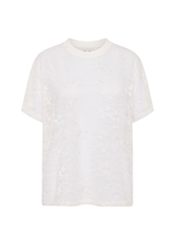 THE UPSIDE women's white Memento Lace Sammi Tee is designed to be sheer, oversized and can be paired with the Capri Bra for coverage. Made for lifestyle.