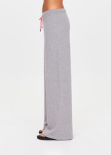 THE UPSIDE women's grey organic cotton Sandy Wide Leg Track Pant is cut in a relaxed shape with an elasticated waistband and pink paracord drawcord. The perfect everyday track pant, made to last.