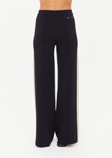 THE UPSIDE women's black Freya Knit Pant has a straight leg fit and features an elasticated waistband  and short splits at hem. Made for lifestyle.