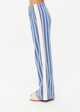 THE UPSIDE women's blue stripe Palmas Marnie Wide Leg Pant offers a high-rise, wide leg fit and features an elasticated waistband and side pockets. Made for lifestyle.