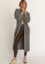 THE UPSIDE women's grey Oli Knit Wool Cardi Coat is a relaxed fitting, longline collared cardigan with front patch pockets. Made for everyday wear.