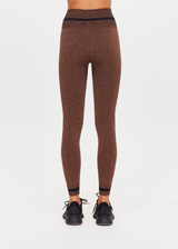 THE UPSIDE women's brown seamless Marle Seamless 25Inch Midi Legging offers a mid-rise with a black stripe at waistband. Made for yoga & pilates.